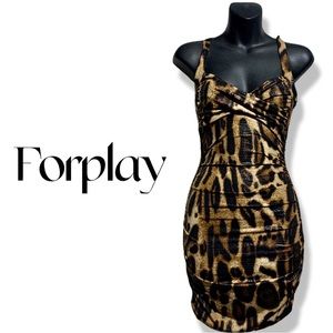 Woman's Animal Print Dress,Slinky Material,Sleeveless Forplay Body-con Dress